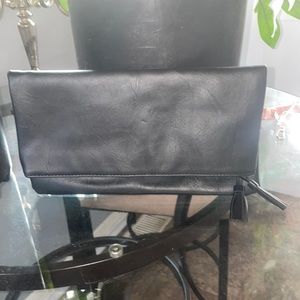 Simple Black Clutch - fold over with pocket and clasp